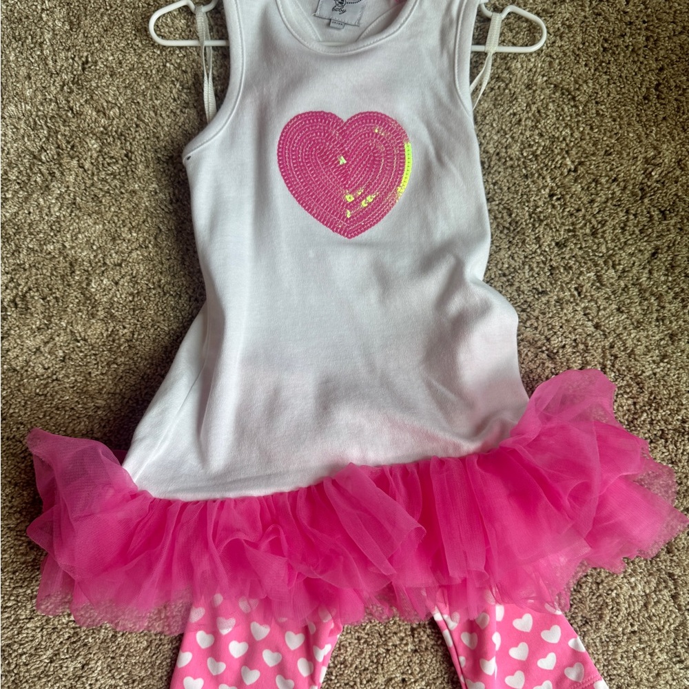 Pink Heart Tutu Dress with Leggings